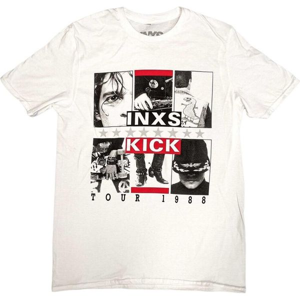 Inxs - Maglietta "Kick Tour"" Uomo/Donna Unisex RO9181 (Xl) (Bianco)"-image