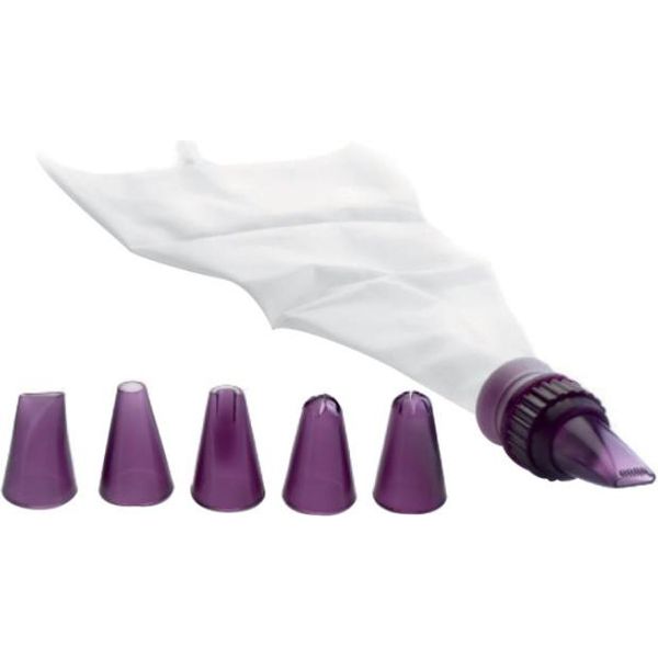 Ibili-Accesorios Set Per Decorare Torte, 7 Pezzi, Plastica, Bianco/Viola-image