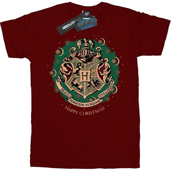 Harry Potter - Maglietta Per Ragazzi - Design Natalizio BI1681 (128) (Rosso Borgogna)-image
