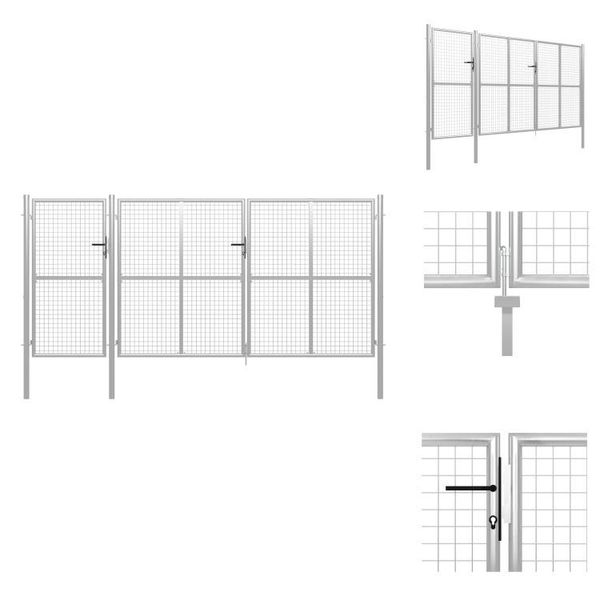 Vidaxl Cancello Da Giardino In Acciaio 400 X 150 Cm Argento - Cancelli Da Giardino-image