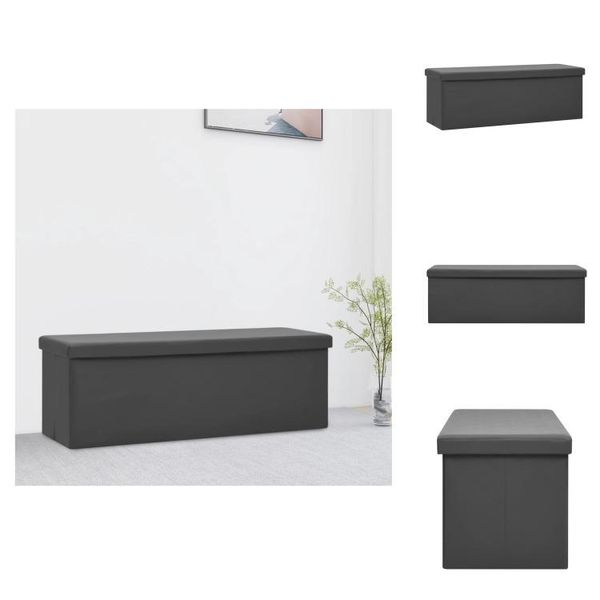 Vidaxl Panca Pieghevole Con Vano Portaoggetti In Pvc Grigio - Panche Per Il Corridoio E Per La Casa-image