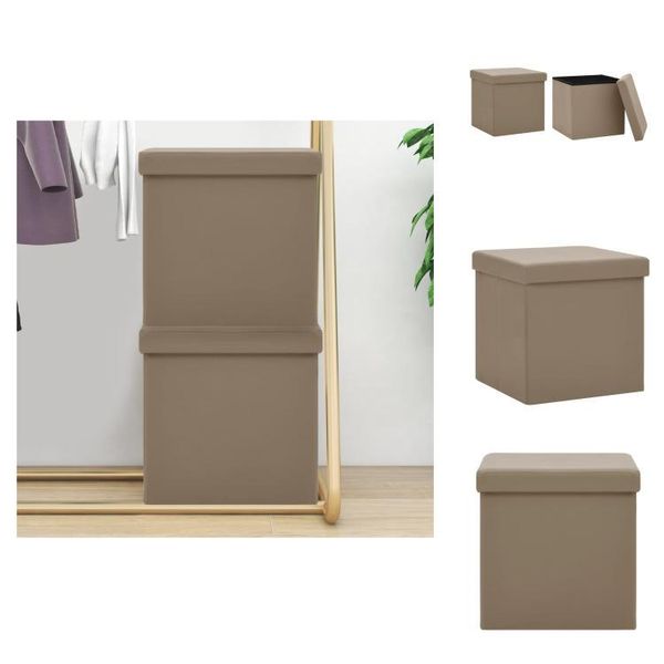 Vidaxl Sgabello Con Vano Portaoggetti 2 Pz. Pvc Marrone Cappuccino - Sedie E Sgabelli Pieghevoli-image