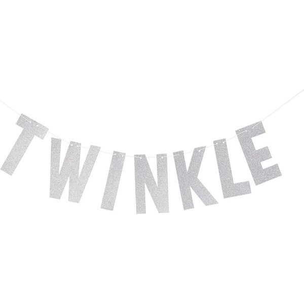 Creative Party - Glitter - Bandiera "Twinkle Little Star"" - Carta SG27222 (Taglia Unica) (Argento)"-image