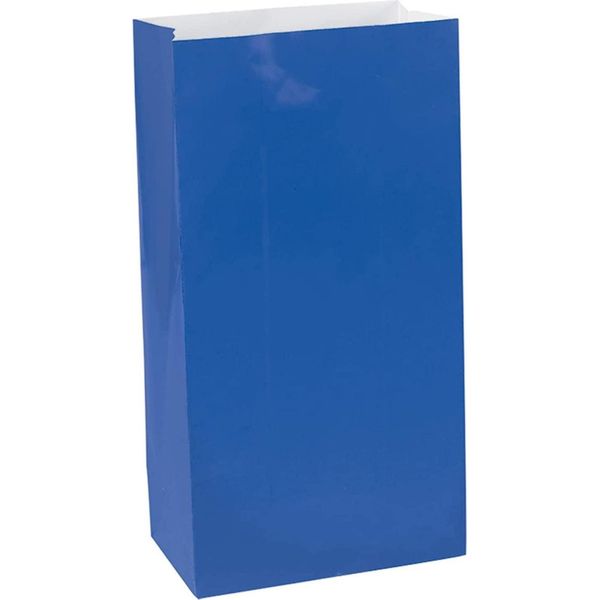 Amscan - Sacchetti Di Carta Comune Per Feste In Confezione Da 12 SG27251 (Taglia Unica) (Blu Reale)-image