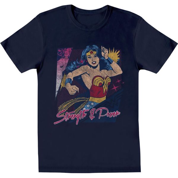 Wonder Woman - Maglietta "Forza E Potere"" Per Bambina BI927 (116) (Blu Navy)"-image