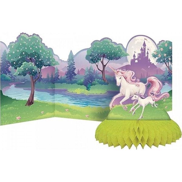 Creative Converting - Motivo A Nido D'ape - Centrotavola Per Feste "Unicorn Fantasy"" - Carta, Plastica SG28498 (Taglia Unica) (Colorato)"-image