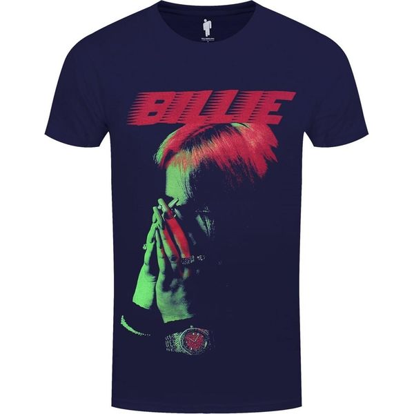 Billie Eilish - Maglietta "Hands Face"" Per Uomo/Donna Unisex RO5586 (L) (Blu Navy)"-image