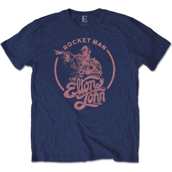 Elton John - Maglietta "Rocketman"" Per Uomo/Donna Unisex RO2087 (Xl) (Blu Navy)"-image