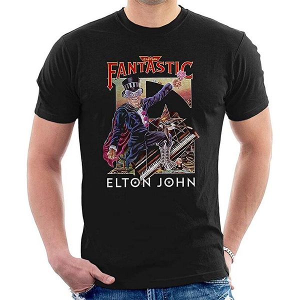 Elton John - Maglietta "Captain Fantastic"" Per Uomini/Donne Unisex RO3028 (M) (Nero)"-image