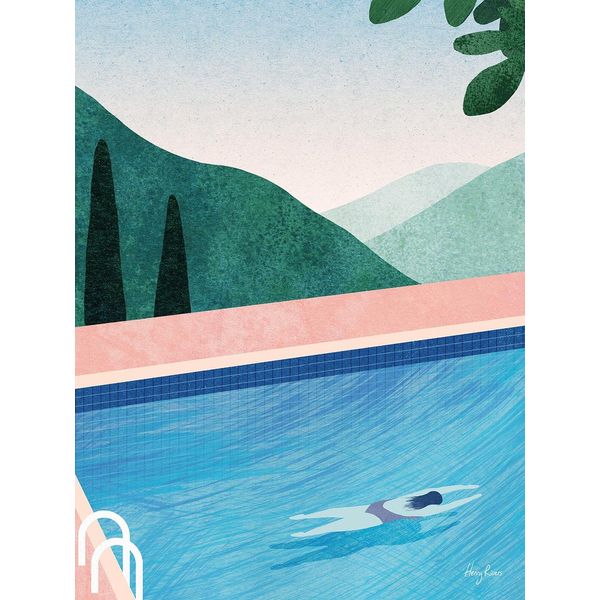 Henry Rivers - Leinwanddruck "Swimming Pool Ii"" PM6655 (50 Cm X 40 Cm) (GrüN/Blau/Pfirsich)"-image