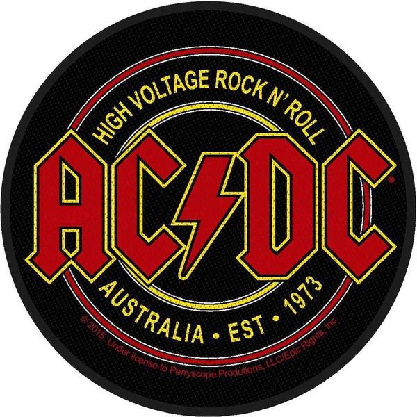 Ac/Dc - Toppa "High Voltage Rock N Roll"", Tessuto RO9386 (Taglia Unica) (Nero/Rosso)"-image