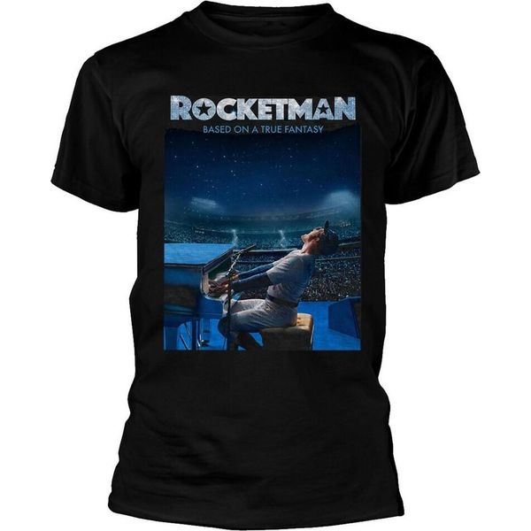 Elton John - Maglietta "Rocketman Based On A True Fantasy"" Per Uomo/Donna Unisex RO7137 (S) (Nero)"-image