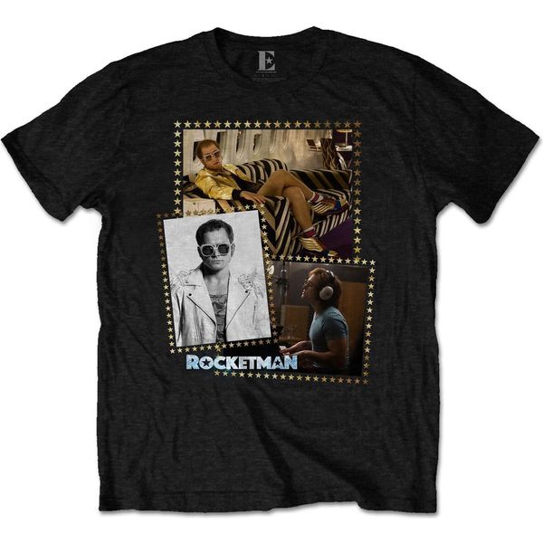 Elton John - Maglietta "Rocket Man"" Per Uomo/Donna Unisex RO7385 (S) (Nero)"-image