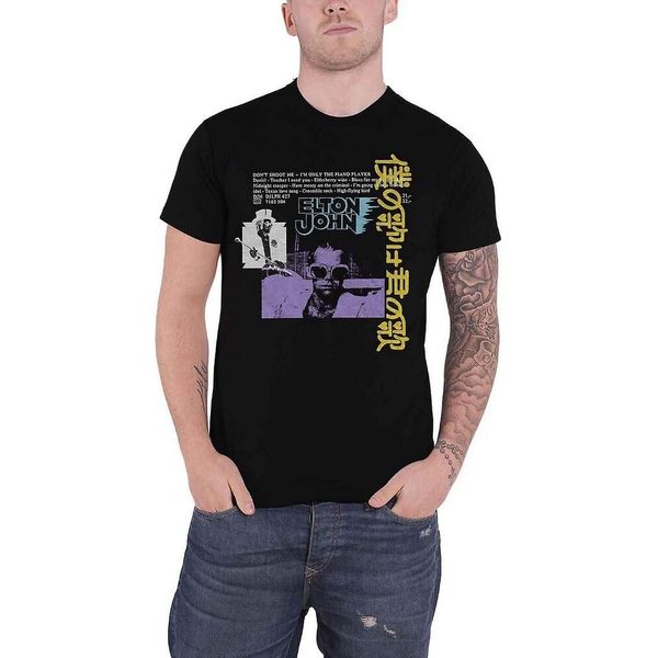 Elton John - Maglietta Da Uomo/Donna Unisex RO7479 (S) (Nero)-image