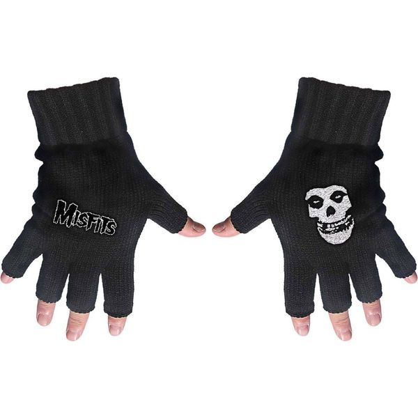 Misfits - Uomo/Donna Unisex Logo & Nemico - Guanti Senza Dita RO9562 (Taglia Unica) (Nero/Bianco)-image