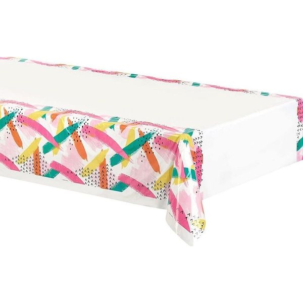 Creative Party - Con Bordo - Tovaglia Per Feste, Plastica SG26829 (Taglia Unica) (Bianco/Colorato)-image