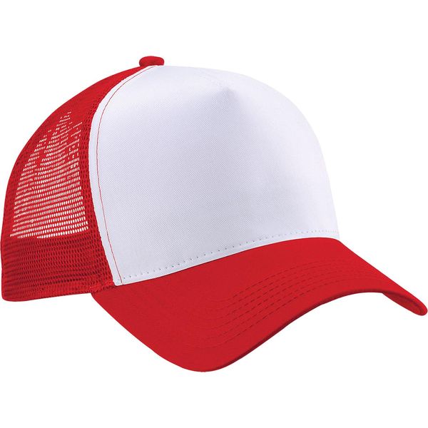 Beechfield - Cappello Trucker Snapback Per Uomo/Donna Unisex BC5260 (Taglia Unica) (Rosso/Bianco)-image