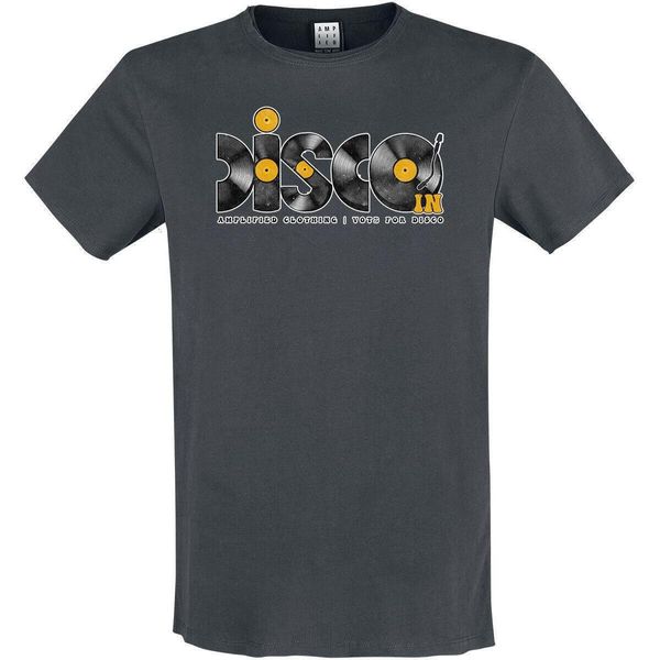 Amplified - Maglietta "Discs"" Da Uomo GD1183 (Xs) (Charcoal/Orange)"-image