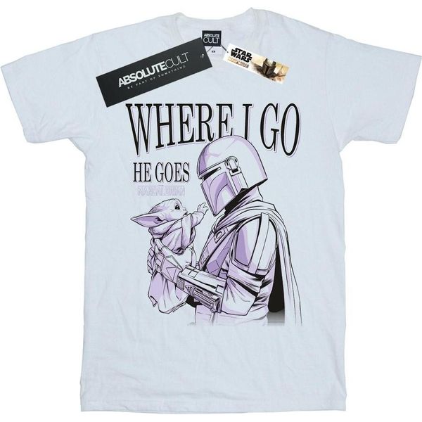 Star Wars - Maglietta "The Mandalorian Where I Go"" Da Uomo BI47248 (M) (Bianco)"-image