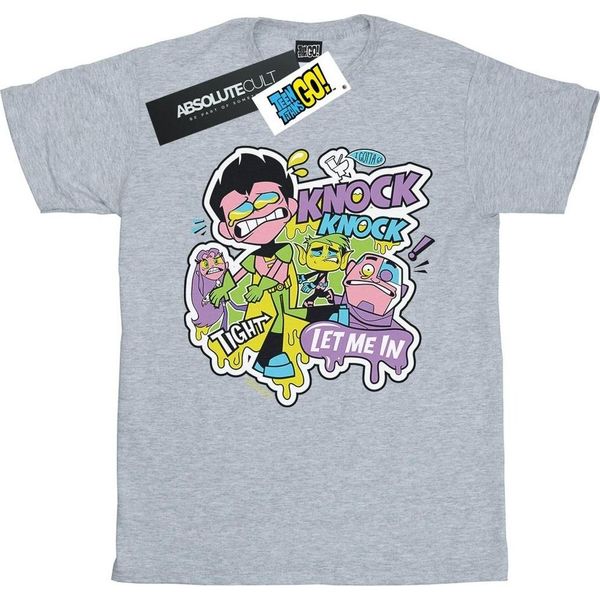 Dc Comics - Maglietta "Teen Titans Go Knock Knock"" Per Ragazzi BI51489 (152-158) (Grigio)"-image