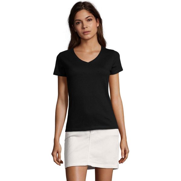 Sols - T-Shirt "Imperial"" Con Scollo A V Da Donna PC5447 (L) (Nero)"-image