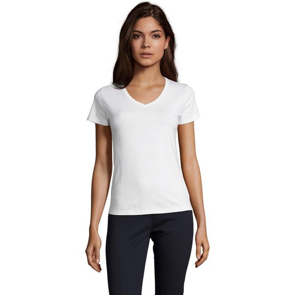 Sols - T-Shirt "Imperial"" Con Scollo A V Da Donna PC5447 (L) (Bianco)"-image