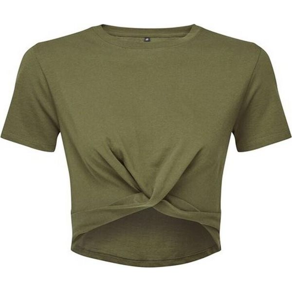 Tridri - Top Corto Ritorto Per Donna RW9216 (42 It) (Olive)-image