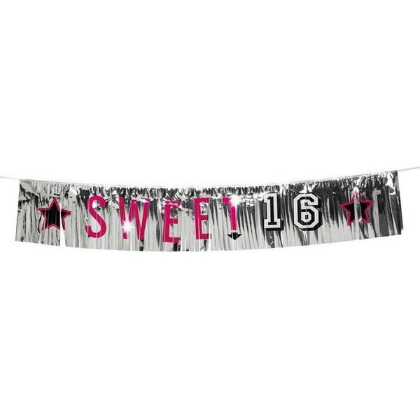 Boland - Bandiera "Sweet 16"" SG28430 (Taglia Unica) (Argento/Nero/Rosa)"-image