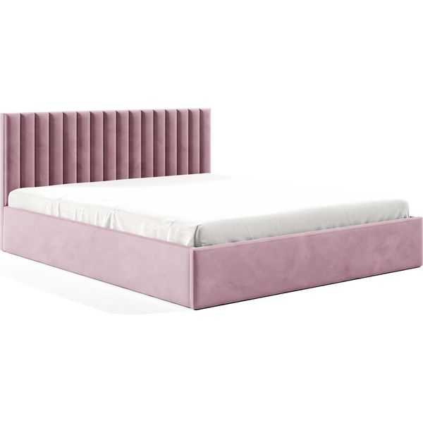 Gutto Letto Imbottito 120X200 Griglia A Doghe In Metallo Tessuto Velluto Rosa Con Griglia E Contenitore-image