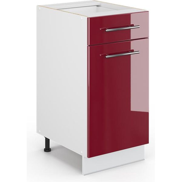 Vicco Mobiletto Base Per Cucina Fame-Line, 40 Cm Senza Piano Di Lavoro, Rosso Bordeaux Lucido/Bianco-image