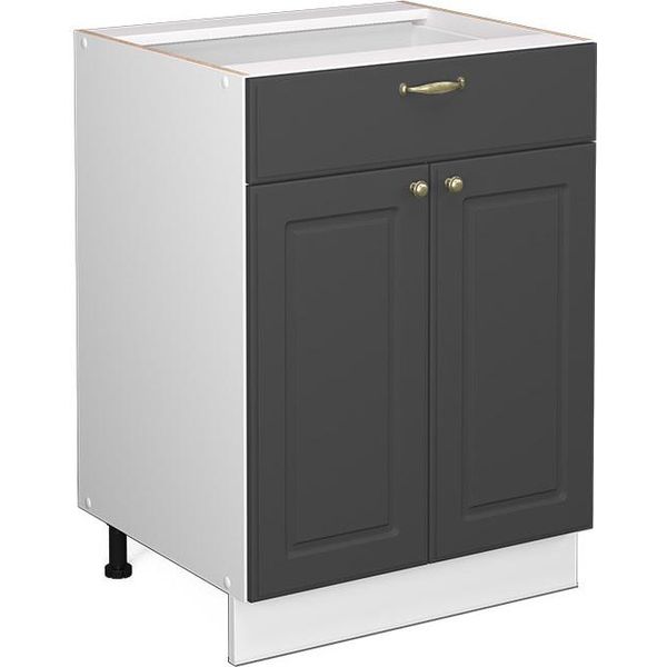 Vicco Mobiletto Base Per Cucina Fame-Line, 60 Cm Con Cassetto, Senza Piano Di Lavoro, Antracite-Oro/Bianco-image