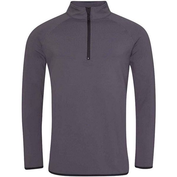 Awdis Cool - Top In Felpa Con Mezza Zip Da Uomo PC5969 (L) (Antracite/Nero)-image