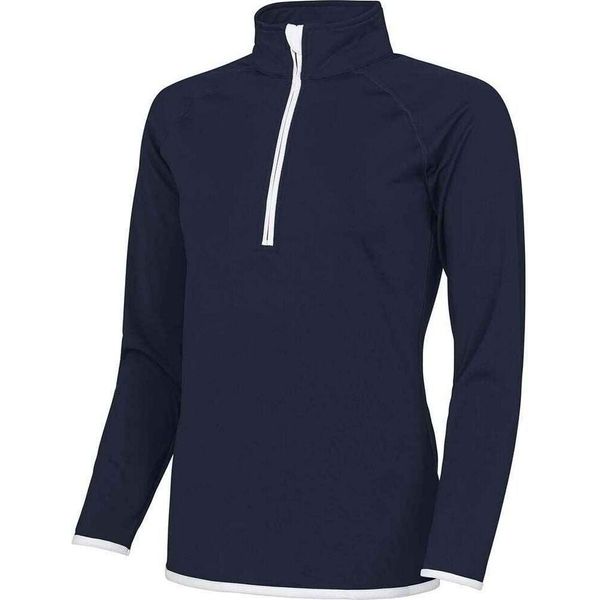 Awdis Cool - Top In Felpa Con Mezza Zip Da Donna PC5970 (42 De) (Blu Scuro/Bianco Artico)-image