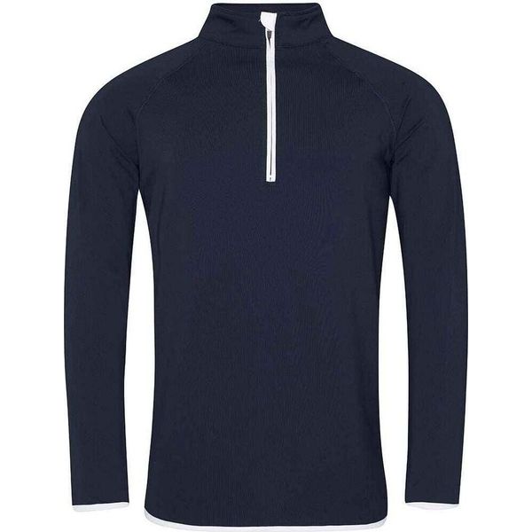 Awdis Cool - Top In Felpa Con Mezza Zip Da Uomo PC5969 (L) (Blu Scuro/Bianco Artico)-image