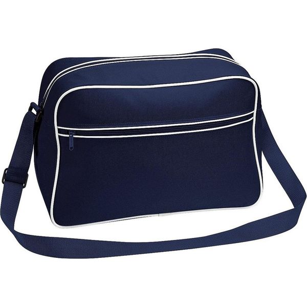 Bagbase - Borsa A Tracolla, Retrò, 18 Litri PC5929 (Taglia Unica) (Blu Scuro/Bianco)-image
