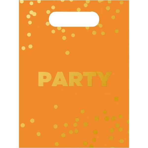Procos - Sacchetti Di Plastica Per Feste A Pois Confezione Da 6 SG28525 (Taglia Unica) (Arancione)-image