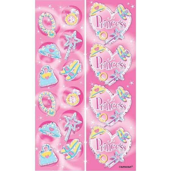 Amscan - Principessa - Foglia Con Adesivi Confezione Da 8 SG30308 (Taglia Unica) (Rosa)-image