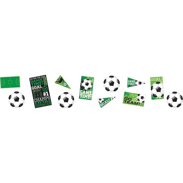 Amscan - Calcio - Decorazione 12 Pezzi - Scatola Di Cartone SG29304 (Taglia Unica) (Verde/Nero/Bianco)-image