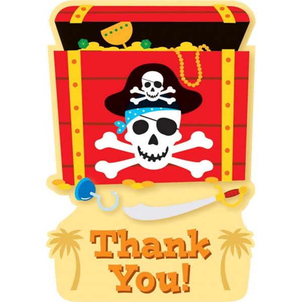 Pirata - Biglietto Di Ringraziamento, Confezione Da 8 Pezzi - Cartoncino SG30758 (Taglia Unica) (Rosso/Giallo/Bianco)-image