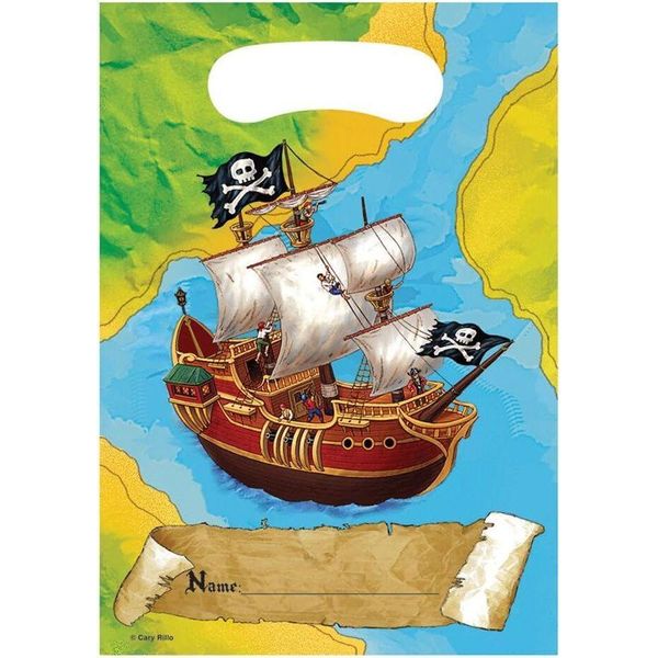 Sacchetti Per Feste "Pirata Del Tesoro Sepolto"" Confezione Da 8 SG31283 (Taglia Unica) (Colorato)"-image
