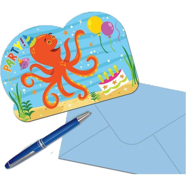 Amscan - Inviti "Ocean Buddies"" - Cartoncino SG29998 (Taglia Unica) (Colorato)"-image