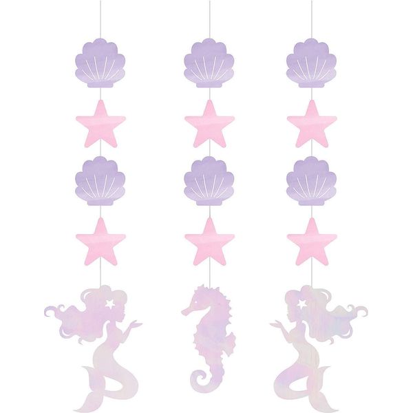Creative Party - Sirena - Decorazione Da Appendere 3-Pack - Carta SG28776 (Taglia Unica) (Rosa/Viola/Shimmer)-image