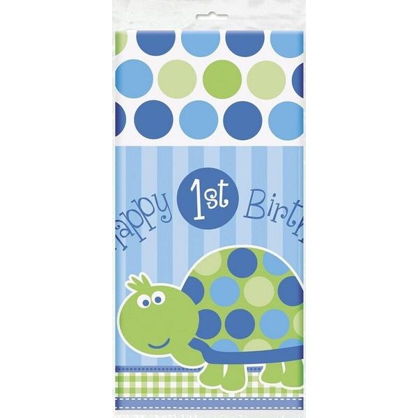 Unique Party - Tartaruga - Tovaglia Per Festa, Plastica, 1° Compleanno SG30336 (Taglia Unica) (Blu)-image