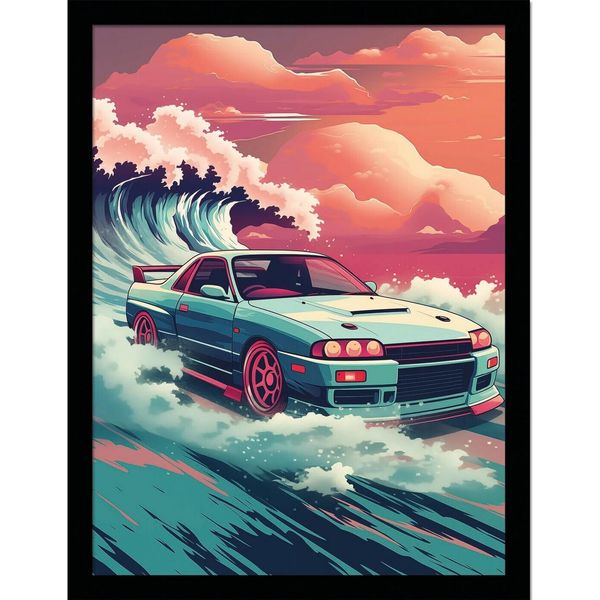 Pyramid International - Poster Incorniciato "Wave Cars Hakosuka"" PM8174 (40 Cm X 30 Cm) (Colorato)"-image