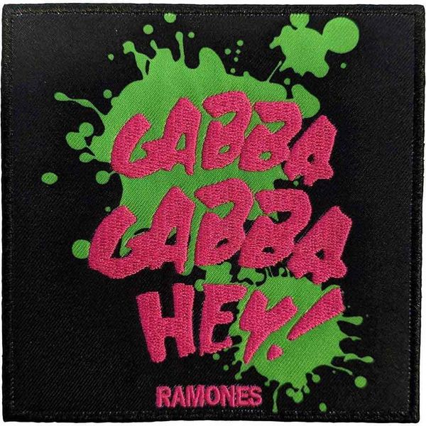 Ramones - Toppa Da Stirare "Gabba Gabba Hey!"", Tessuto RO10163 (Taglia Unica) (Nero/Verde/Rosa)"-image