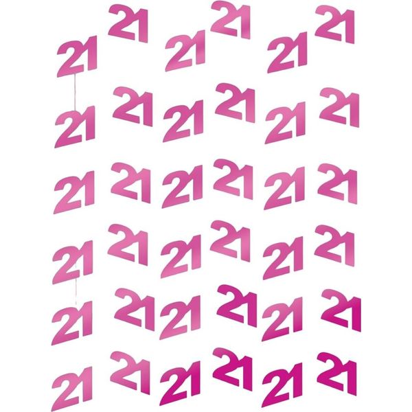 Amscan - Filo - Decorazione Da Appendere, 21° Compleanno 6-Pack - Foil SG30717 (Taglia Unica) (Rosa)-image