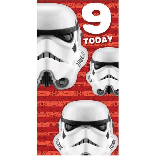 Star Wars - Biglietto D'auguri, 9° Compleanno - Cartoncino SG33674 (Taglia Unica) (Rosso/Bianco/Nero)-image