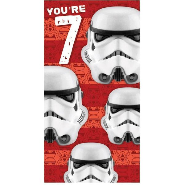 Star Wars - Biglietto D'auguri, 7° Compleanno - Cartoncino SG33675 (Taglia Unica) (Rosso/Bianco/Nero)-image