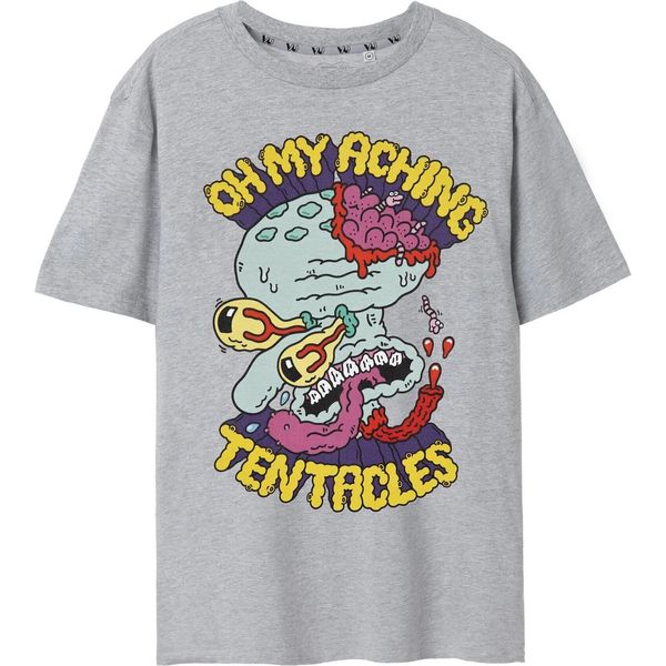Spongebob Squarepants - Maglietta "Tentacoli Doloranti"" Per Uomo NS7219 (Xxl) (Grigio Screziato)"-image