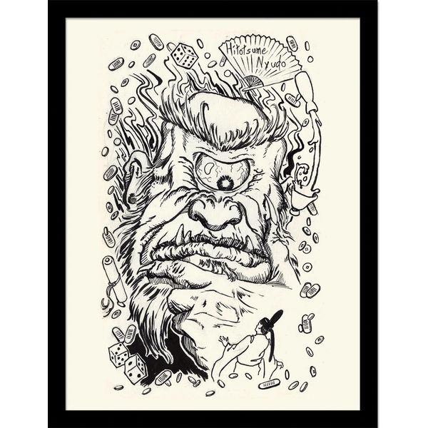 Piya Wannachaiwong - Poster Incorniciato "Hitotsume Nyudo"" PM8031 (30 Cm X 40 Cm) (Bianco/Nero)"-image